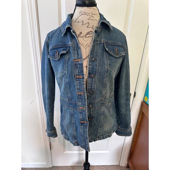 Cato Women's sz M Jean Denim Jacket Button Down Western - Picture 6 of 6